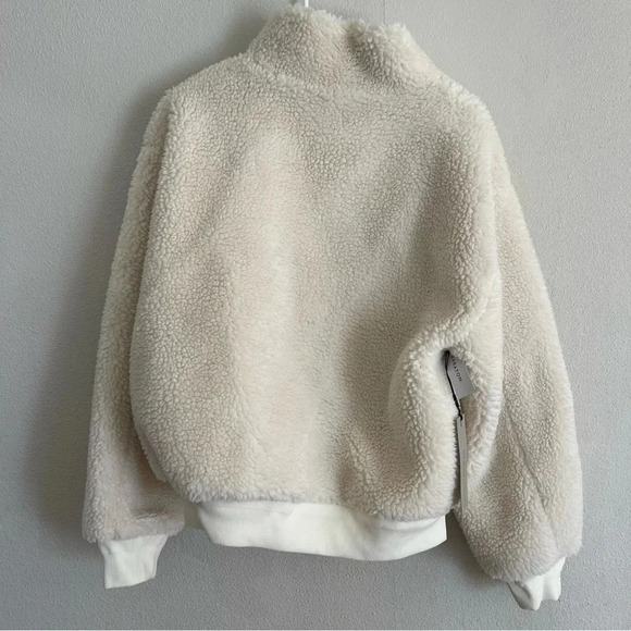 Aritzia Womens Large The Group Babaton Antic White Cream Sherpa Zip Jacket s - Picture 6 of 10